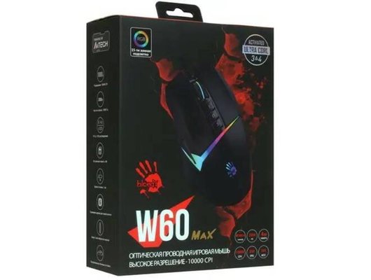 Мышь проводная игровая A4Tech Bloody W60 Max черный (W60 MAX STONE BLACK)